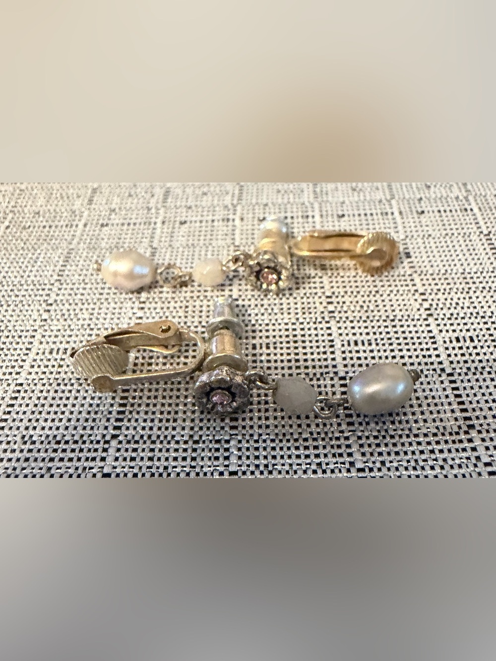Silver-Tone Floral Clip-On Earrings with converter for pierced ears.